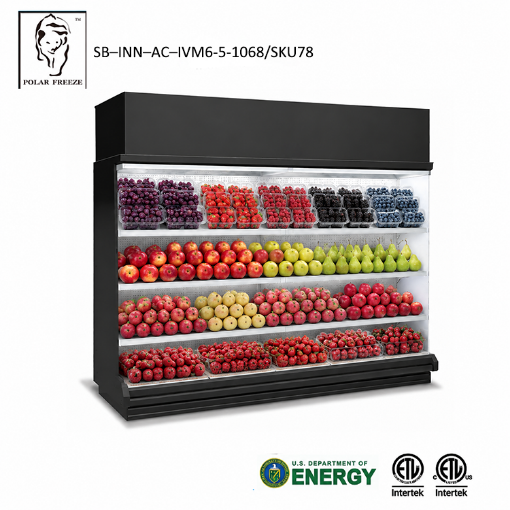 Picture of Air Curtain Vertical Display Case 6 Feet (Black) Tray Pack Seafood / Dairy Case / Meat Packing Case