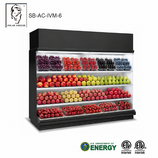 Picture of Air Curtain Vertical Display Case 6 Feet (Black) Tray Pack Seafood / Dairy Case / Meat Packing Case